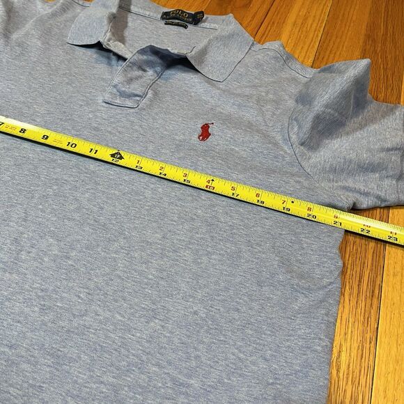Polo Ralph Lauren Shirt Large Short Sleeve Pima Soft Touch Light Blue Red Pony - Picture 4 of 6